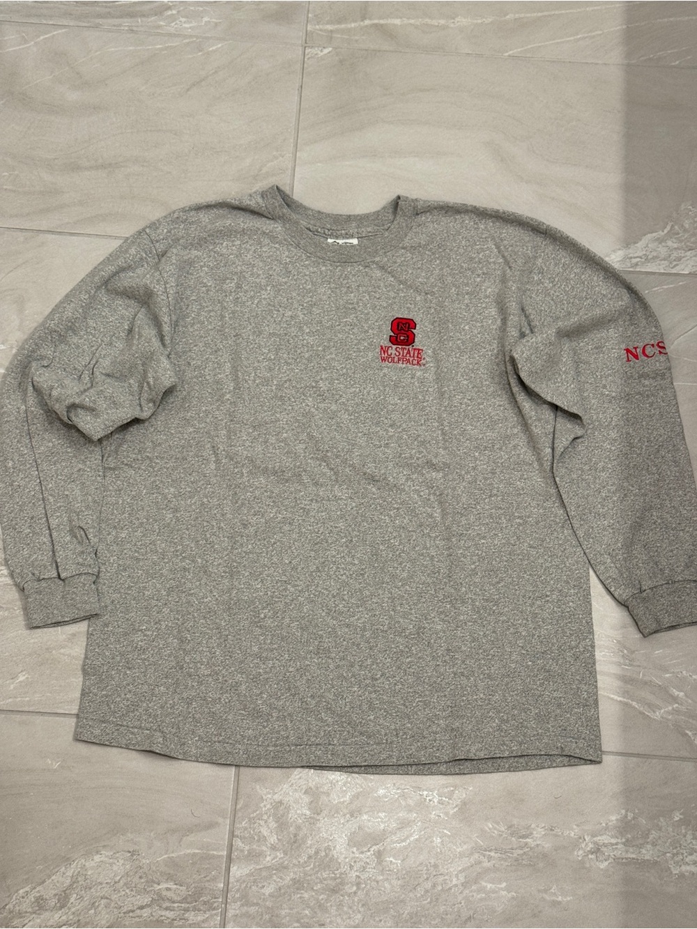 Vintage NCSU Gray Long Sleeve Thick Crewneck Collegiate Preppy